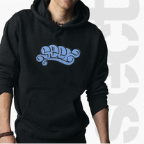 Sect Bubble Applique Hoodie • Black w/Blue & Black