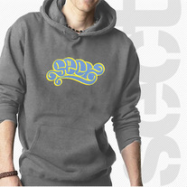 Sect Bubble Applique Hoodie • Gray w/Blue & Yellow