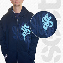 Sect Double Script Hoodie • Navy w/Cyan