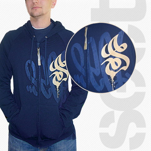 Sect Double Script Hoodie • Navy w/Tan