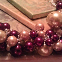 Burgundy & Almond Cluster Necklace