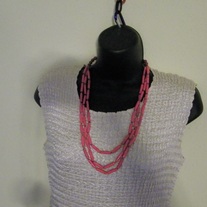 3 Strand Paper Tube Bead Necklace in Pink from Uganda Africa