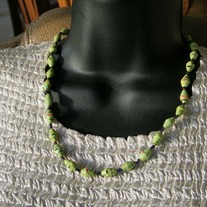 Speckled Lime Green Single Strand Paper Bead Necklace from Uganda Africa
