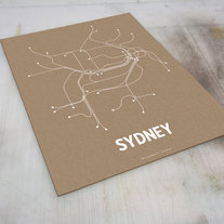 Sydney Lineposter - Light Brown/White