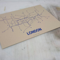 London Lineposter - Tan/Blue
