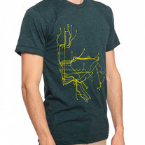 Lineposter Graphic Tee - Black Aqua/Yellow