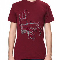 Lineposter Graphic Tee - Maroon/Light Blue