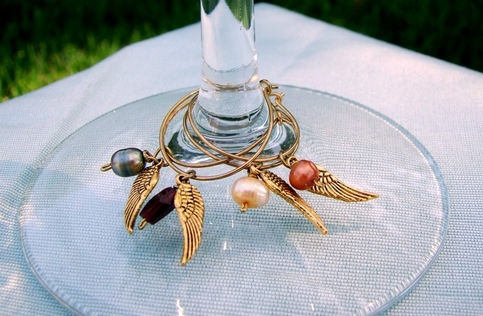 angel wing wine charms