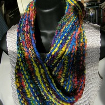 Infinitely Primary Hand Knit Moebius Scarf in Primary Colors