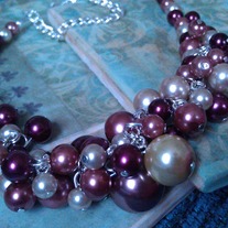 Light Brown, Almond & Burgundy Cluster Necklace
