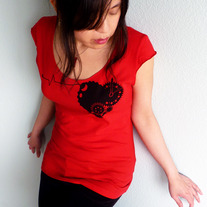 Tender Time Bomb Scoop Neck Tee in Red