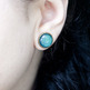 Antiqued Brass Glitter Post Earrings - midnight blue glitter - Thumbnail 4