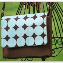 Small Messenger Bag in Brown - Large Dots