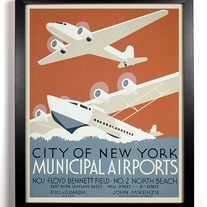 New York Airports, Giclee Art Print, 8 x 10
