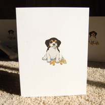 Illustrated Canine Note Cards - Beagle Puppy - Set of 5 Blank Cards