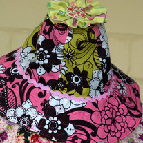 Retro Child Sun Hat "Pink & Green Flower Swirls" - Age Size 1-3