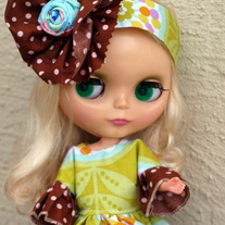 Ruffled 60's Retro Dress for Blythe~Flower Headband