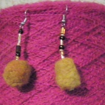 Spanish Gold Felt Bead Shepherd's Pearls Dangle Drop Earrings