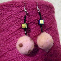 Pink Polka Dot Shepherd's Pearls Felt Bead Drop Earrings