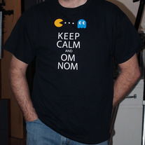 Keep Calm and Om Nom Pac Man T-shirt - Black - Unisex/Women/Kids sizes