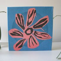 "Warhol Flower", Blue 8x8 Stretched Canvas