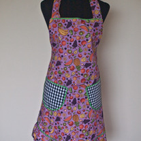 Retro-Inspired Ruffled Apron "Tropical Fruits"