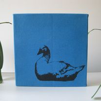 "Black Swan Blue" 8x8 Stretched Canvas