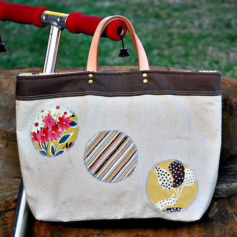 Handbag - Natural Linen with Leather Handles