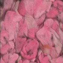 Flamingo Pink Llama Mohair Hand Painted Roving to Spin or Felt