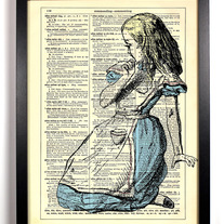 Alice Is Lost, Vintage Dictionary Print, 8 x 10