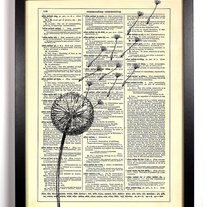 Dandelion Wishes, Vintage Dictionary Print, 8 x 10