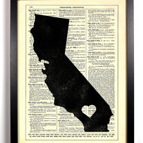 I love California State, Vintage Dictionary Print, 8 x 10