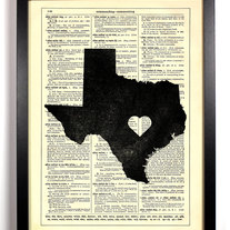 I Love Texas State, Vintage Dictionary Print, 8 x 10