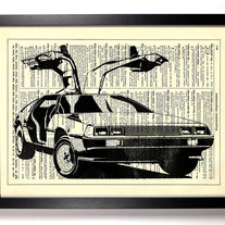 Delorean, Vintage Dictionary Print, 8 x 10