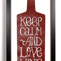 Keep Calm And Love Wine, Typography Print,  5 x 10.5