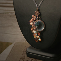 Copper Lens Necklace & Earrings Set