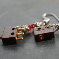 Red Button Earrings