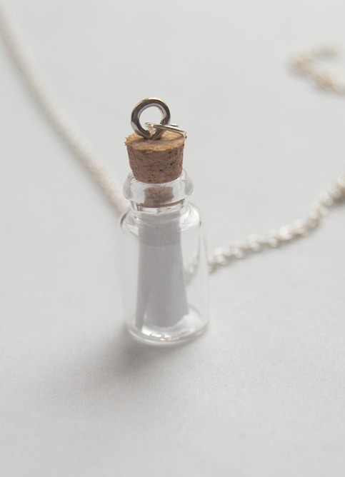 Customizable message in a bottle necklace