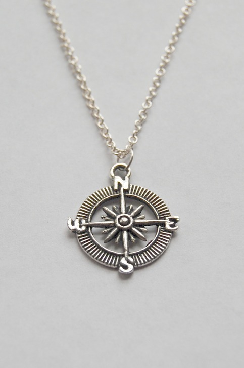 RESERVED-Silver compass necklace