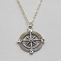 RESERVED-Silver compass necklace