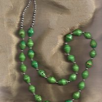 Clay Green Paper Bead Necklace Handmade in Uganda, Africa