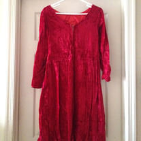 vintage 70s crushed red velvet dress