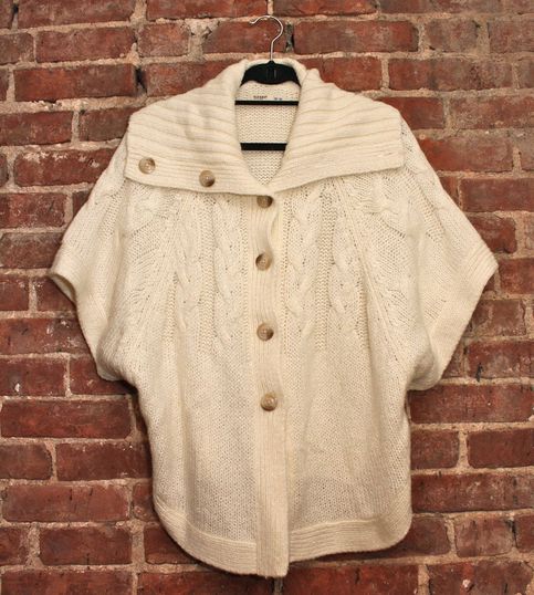 Cream Cowl-neck Sweater Capelet