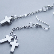 Small Crux Long Cross Earrings