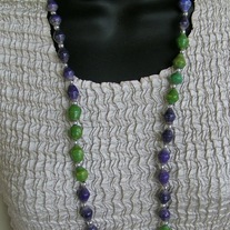 Purple & Green Hand Made Paper Bead Necklace from Uganda Africa