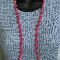 Dark Pink Hand Made Paper Bead Necklace from Uganda, Africa