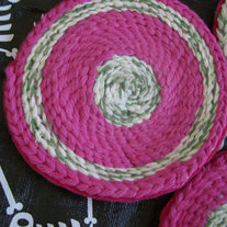 Set of 3 Vivid Pink &Green Coasters