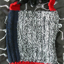 Crocheted Purse in Red, Black and Blue