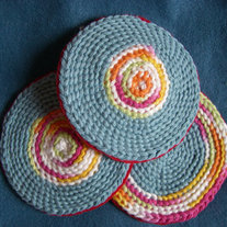 Set of 3 Spring coasters with Red Backing