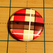 Plaid orange and yellow 1 inch pinback button